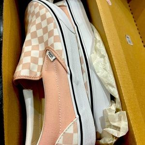 - Brand new! Vans classic slip on shoes. Unisex. Men’s 8.5, Womens 10.